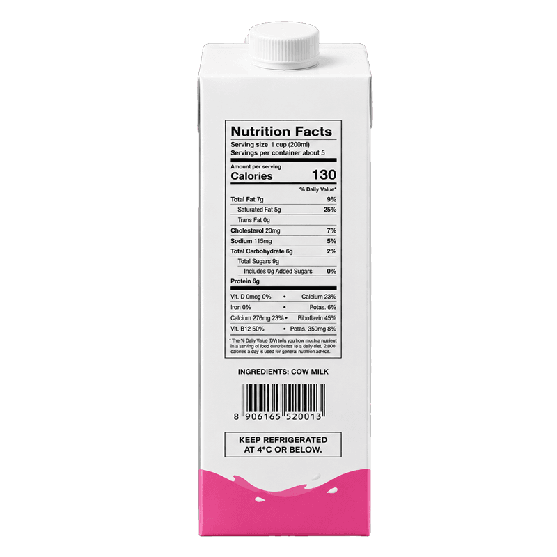 Toned Milk 1L Carton back