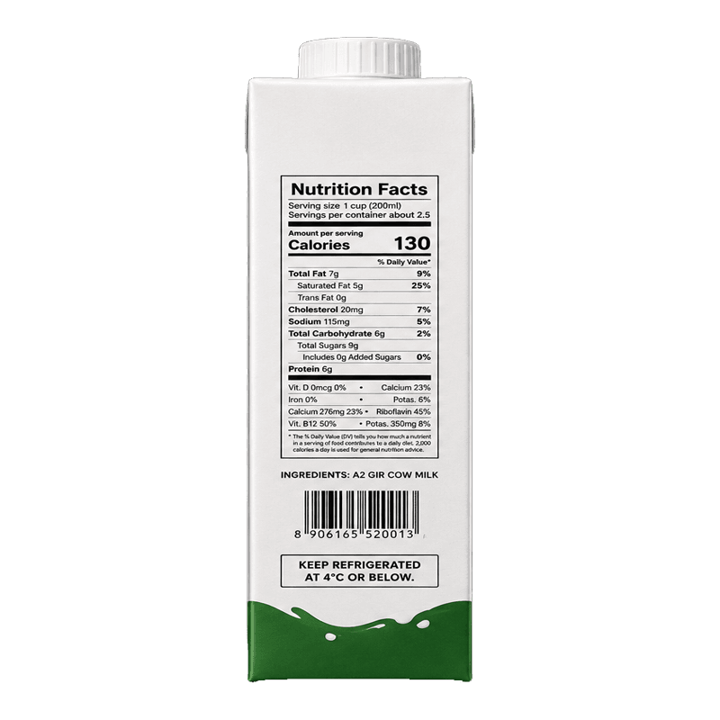 A2 Cow Milk 500ml Carton back